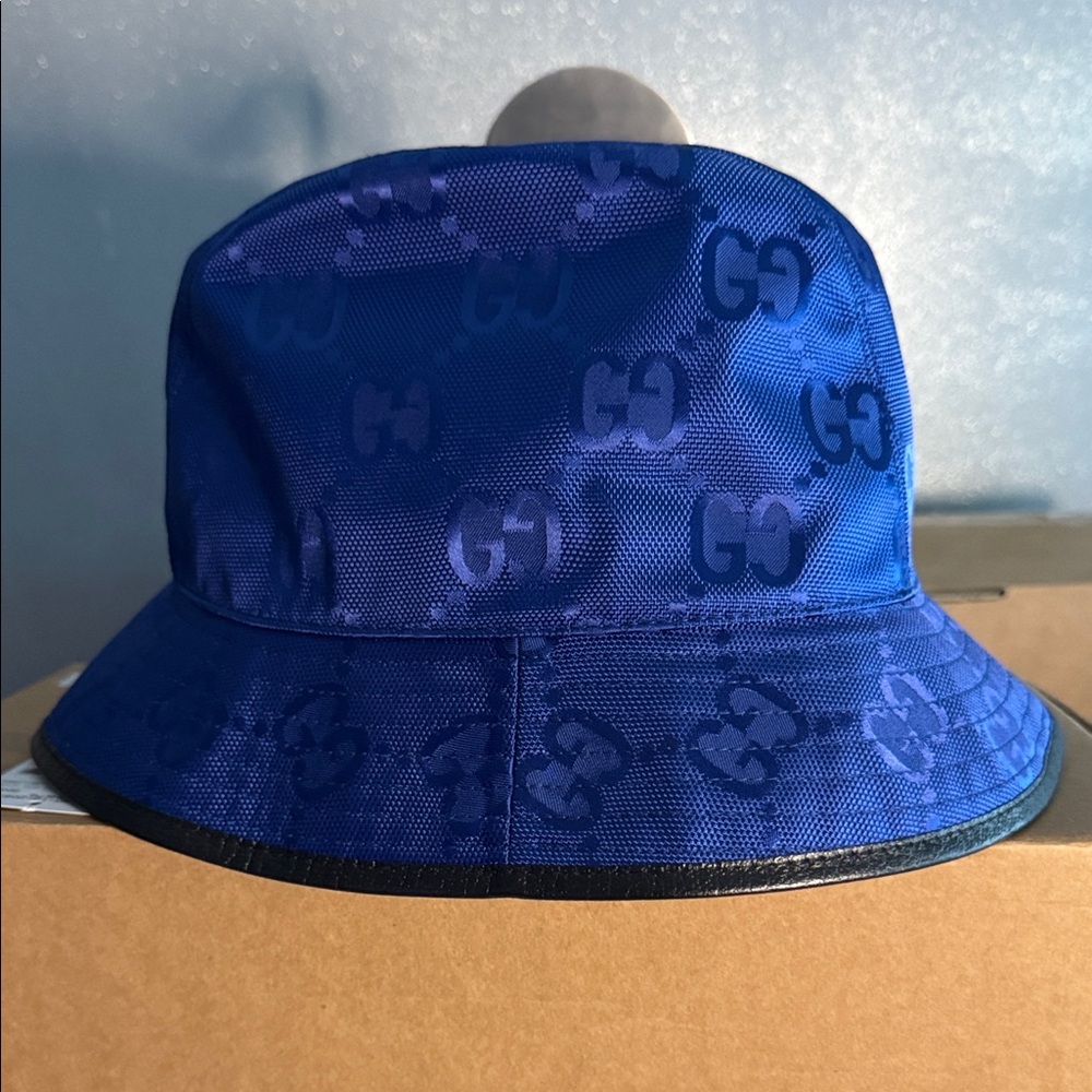 Gucci Royal Blue Bucket Hat with Black Patch - Picture 3 of 16